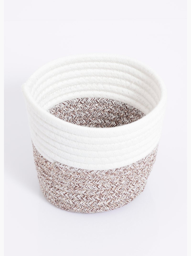 Panier cache pot tressé en coton - AFIBEL Blanc Marron - Kiabi