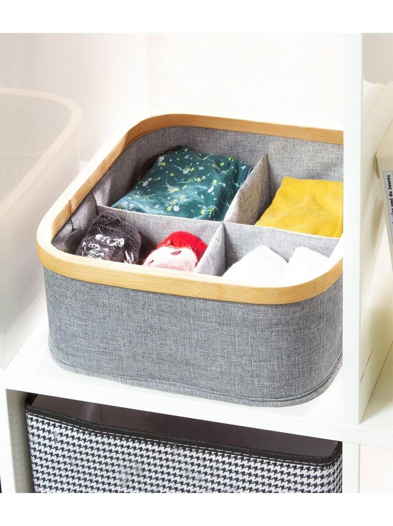 Panier Cadre Bambou 4 Compartiments gris anthracite - Kiabi