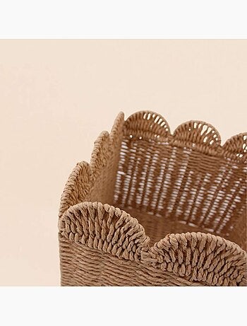 Panier carré en corde de papier festonné 20cm