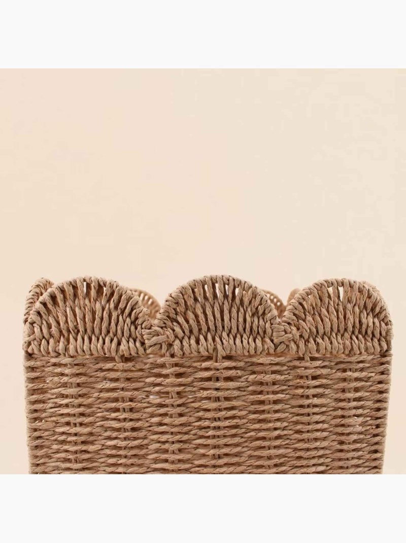 Panier carré en corde de papier festonné 20cm Beige - Kiabi