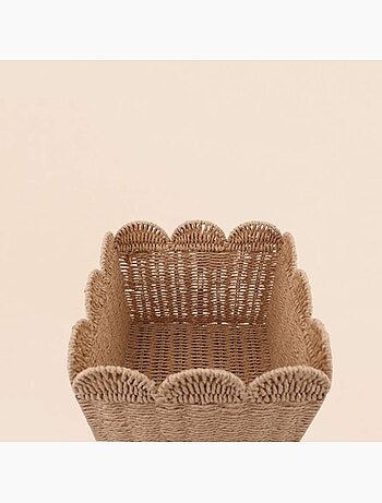 Panier carré en corde de papier festonné 30cm