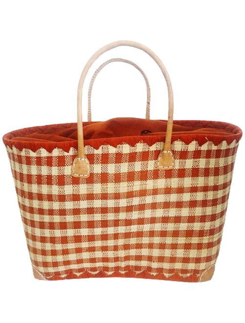 Panier Carreaux GM avec pochon Caramel - Kiabi