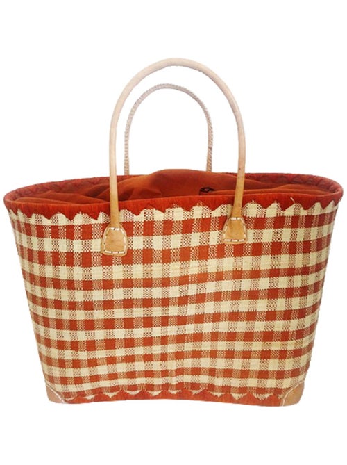 Panier Carreaux GM avec pochon Caramel - Kiabi