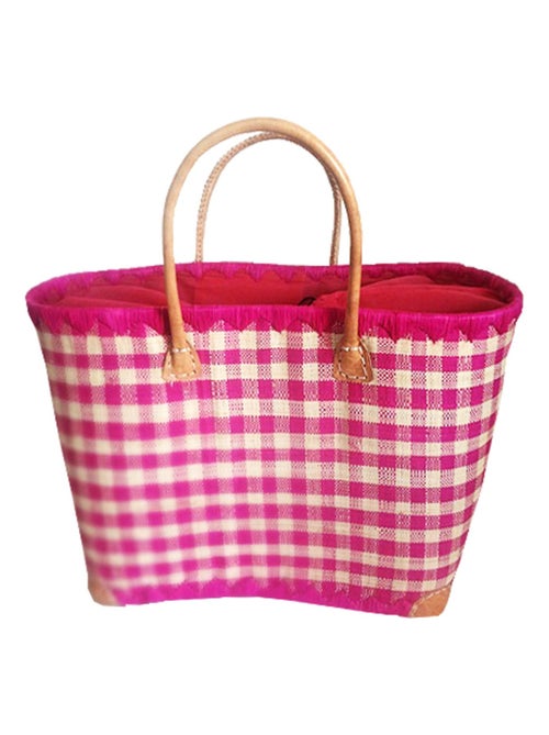 Panier Carreaux GM avec pochon Fuchsia - Kiabi