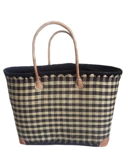 Panier Carreaux GM avec pochon Noir - Kiabi