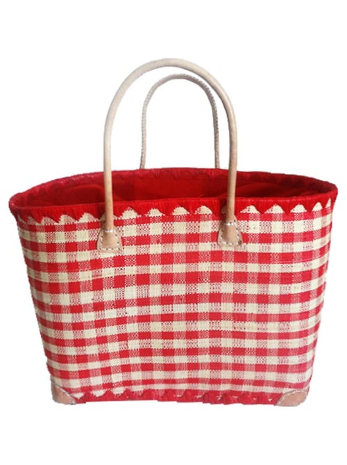 Panier Carreaux GM avec pochon Rouge - Kiabi
