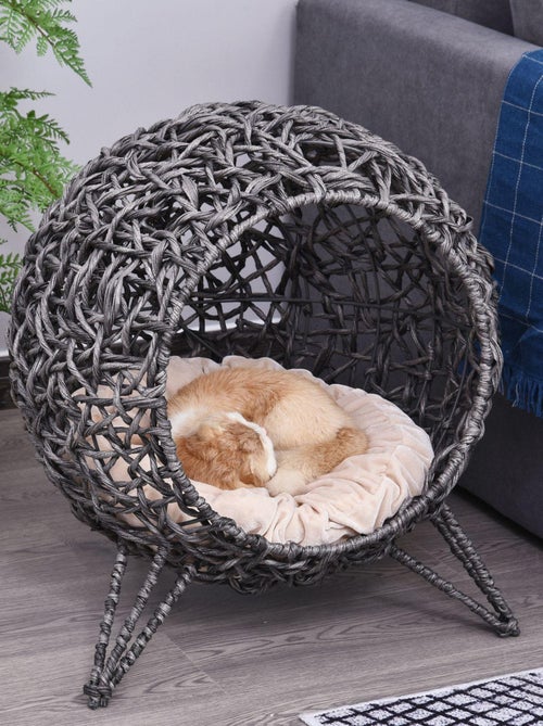 Panier chat coussin résine tressée - Kiabi