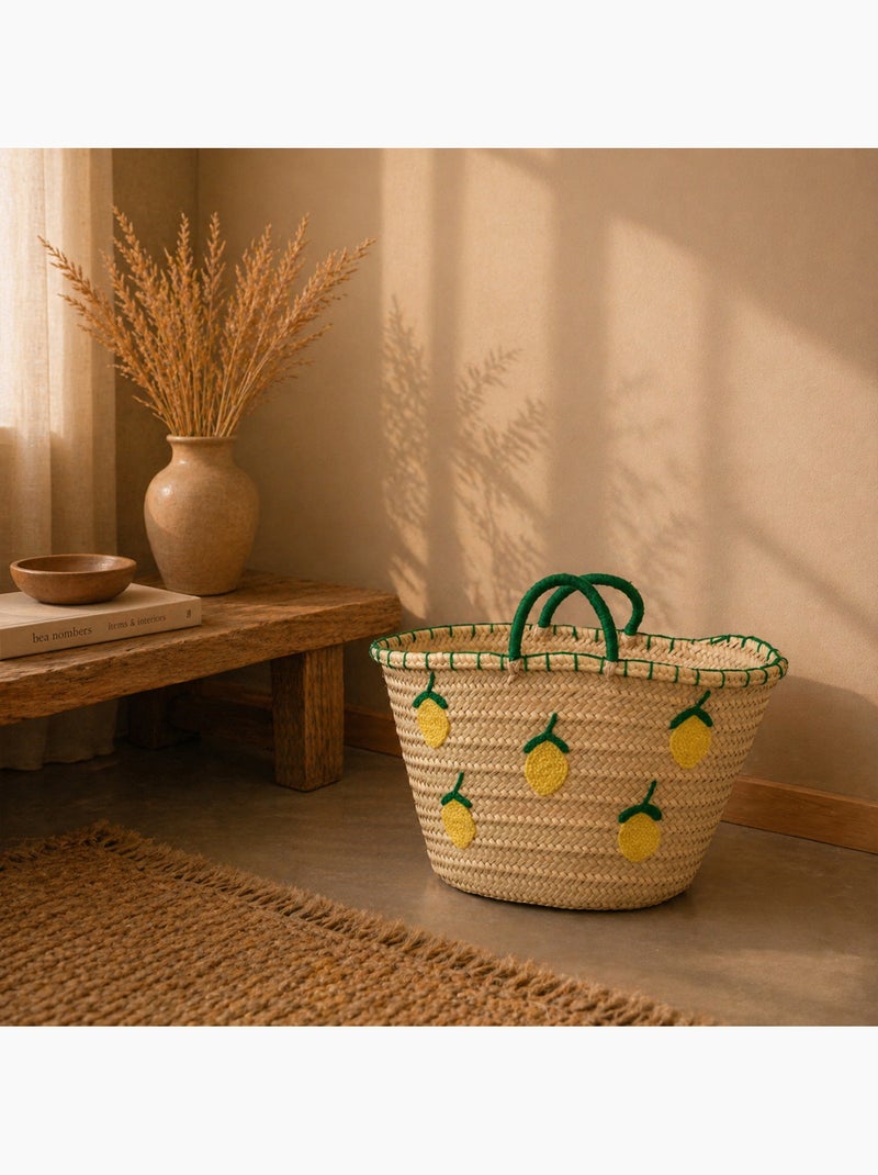 Panier Citrons brodés Jaune - Kiabi