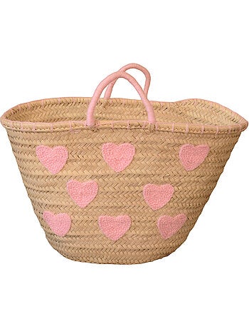 Panier cœurs brodés