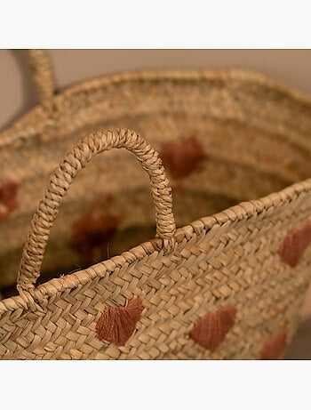 Panier cœurs brodés