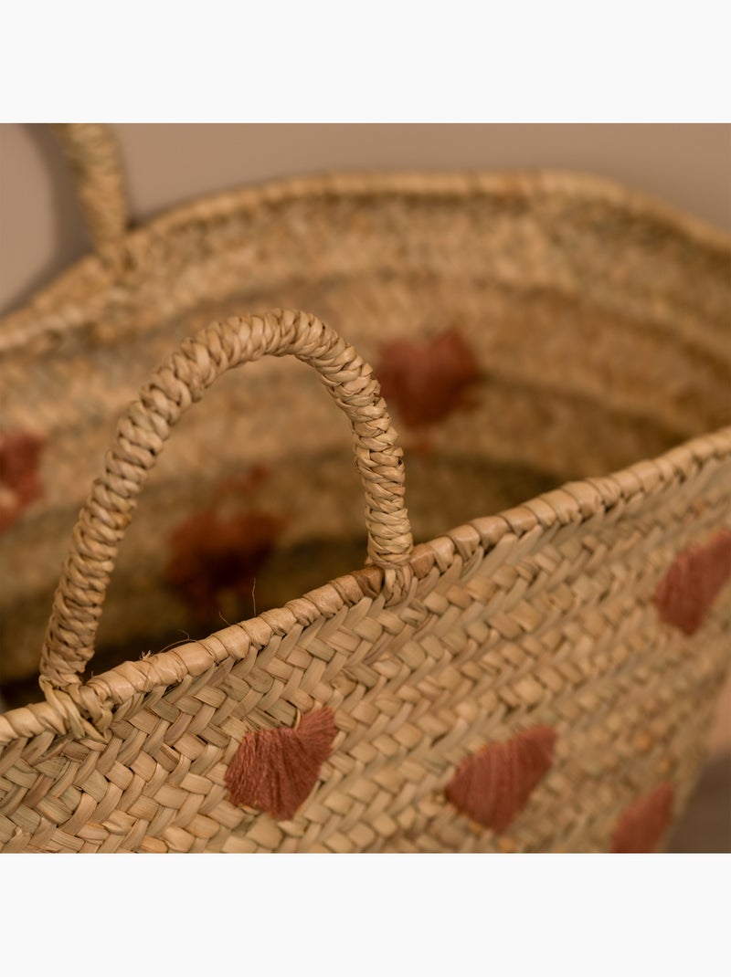 Panier Cœurs brodés Rose - Kiabi
