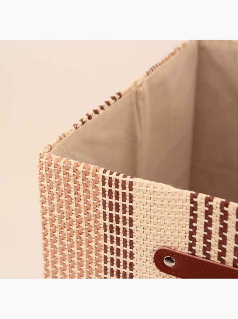 Panier cube en tissage papier 31x31x31cm Beige - Kiabi