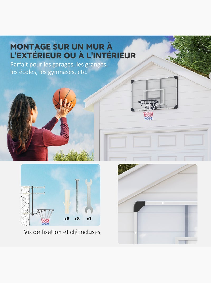 Panier de basket-ball mural avec visserie acier pc Blanc Blanc - Kiabi