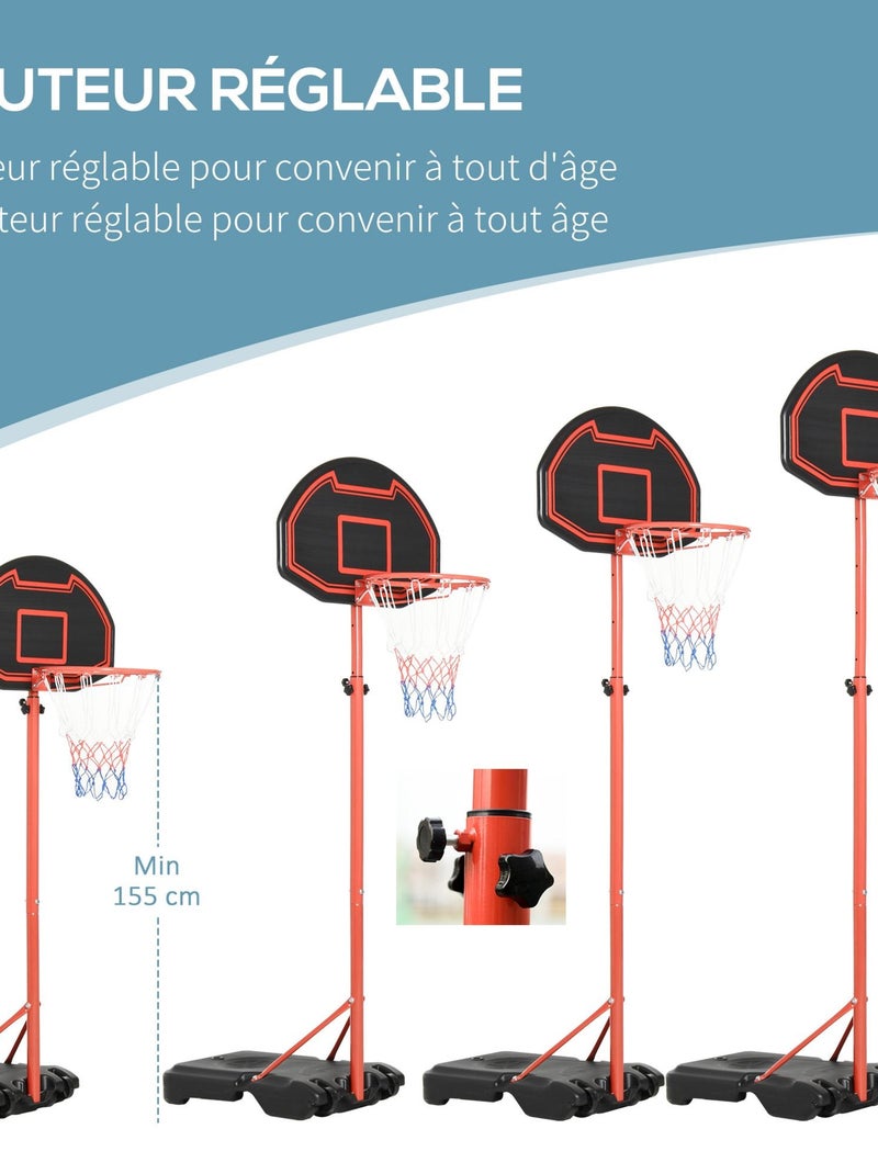 Panier de Basket-Ball sur pied hauteur réglable 1,55 - 2,1 m rouge noir Rouge - Kiabi