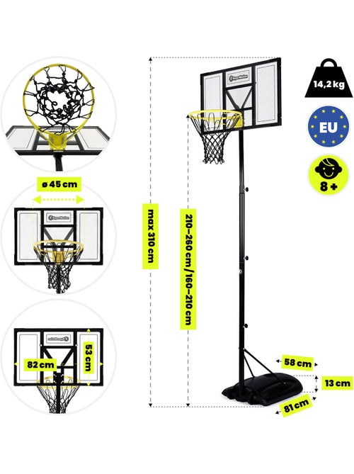 Panier de Basket Enfant avec Roues Réglable Hauteur 160-260cm 82x53cm - Kiabi Panier de Basket Enfant avec Roues Réglable Hauteur 160-260cm 82x53cm - Kiabi