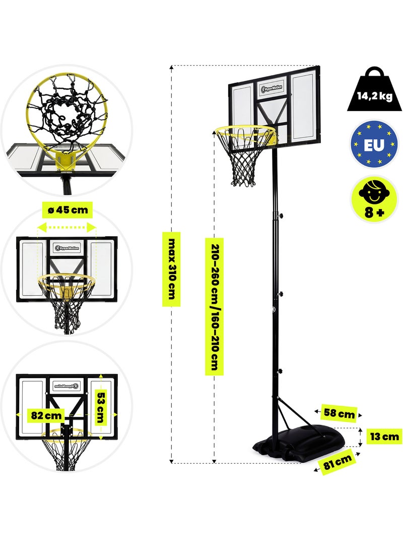 Panier de Basket Enfant avec Roues Réglable Hauteur 160-260cm 82x53cm Noir - Kiabi