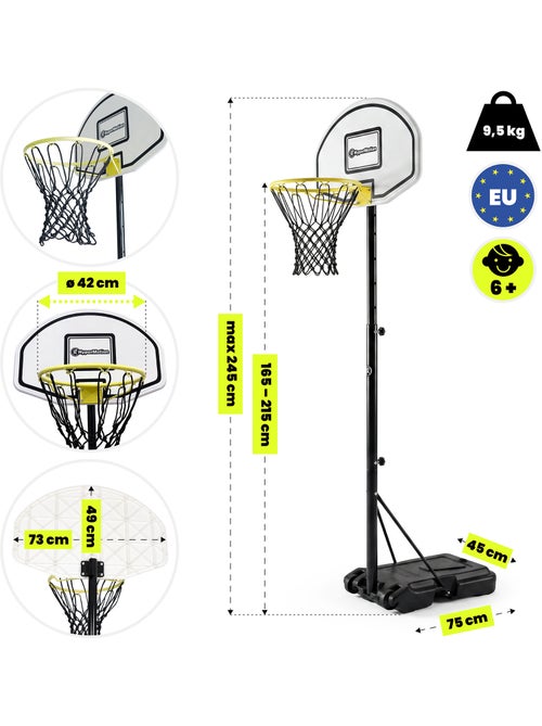 Panier de Basket Enfant avec Roues Réglable Hauteur 165-215cm 73x49cm - Kiabi Panier de Basket Enfant avec Roues Réglable Hauteur 165-215cm 73x49cm - Kiabi