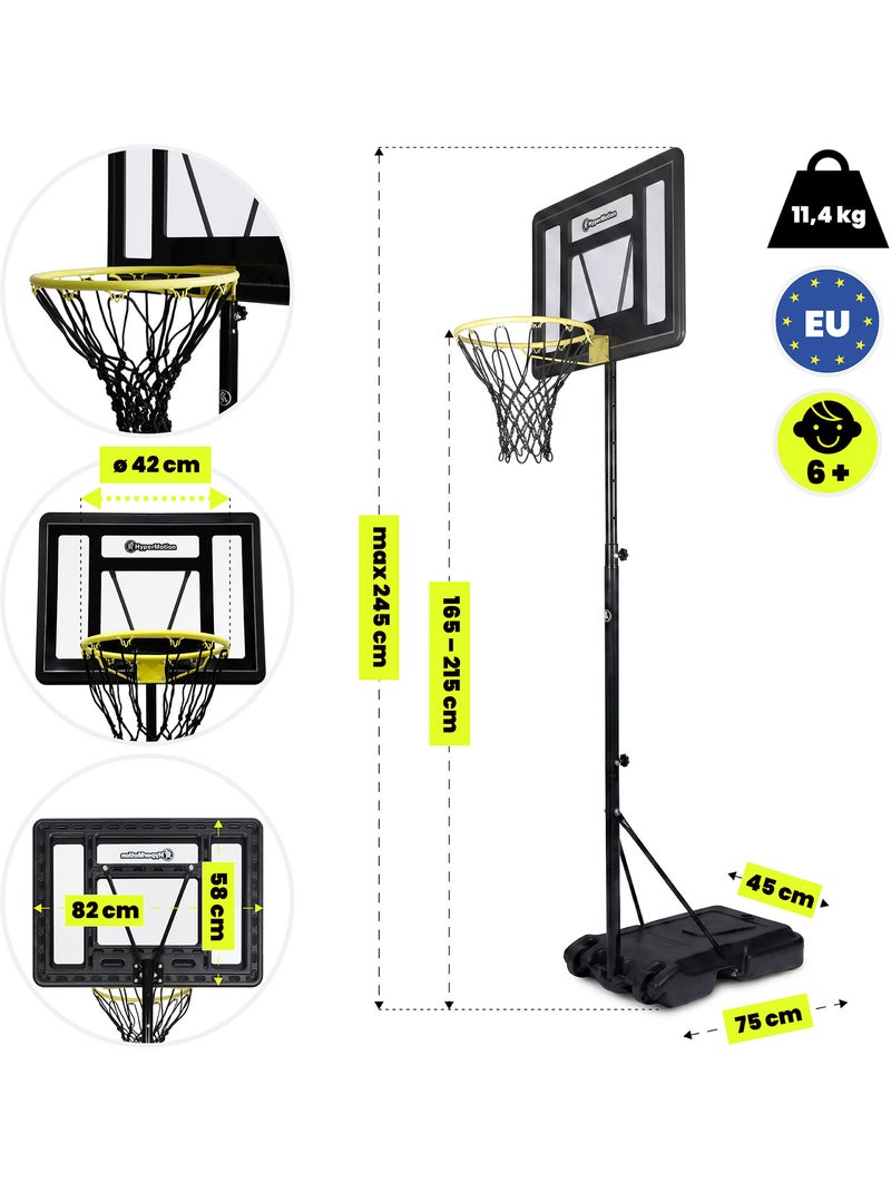 Panier de Basket Enfant avec Roues Réglable Hauteur 165-215cm 82x58cm Noir - Kiabi