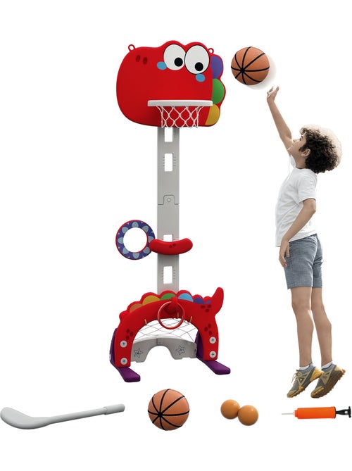 Panier de basket enfant multifonction 5 en 1 design dino gris rouge - Kiabi