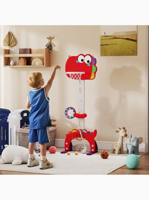 Panier de basket enfant multifonction 5 en 1 design dino gris rouge - Kiabi