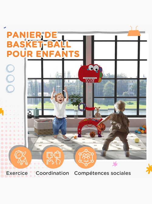 Panier de basket enfant multifonction 5 en 1 design dino gris rouge - Kiabi