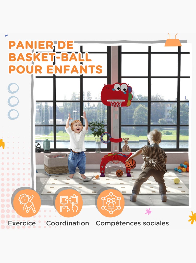 Panier de basket enfant multifonction 5 en 1 design dino gris rouge Rouge - Kiabi