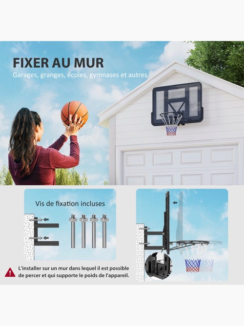 Panier de basket mural - kit fixation murale inclus - noir - Kiabi