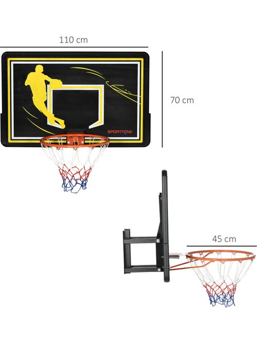 Panier de basket mural - structure acier - accessoires montage inclus - noir - Kiabi