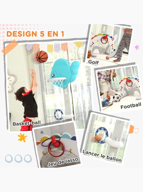 Panier de basketball enfant but de foot jeu de golf lancer d'anneaux et balle 5 en 1 - Kiabi