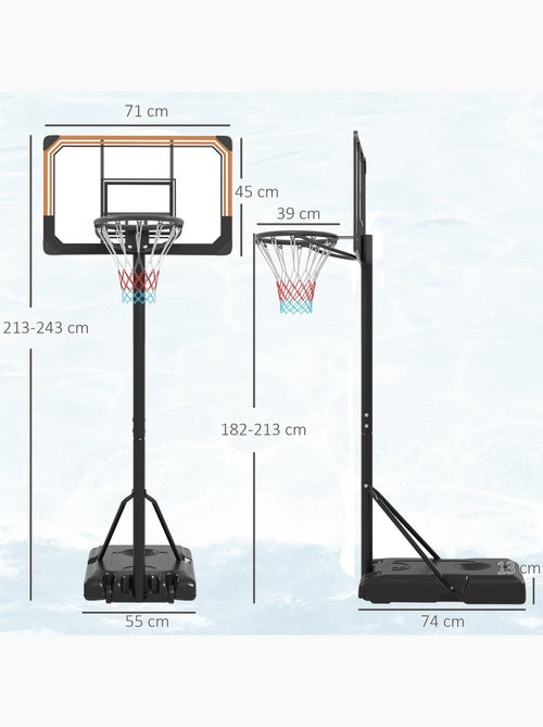 Panier de basketball sur pied - h. Réglable 182-213cm - orange noir - Kiabi