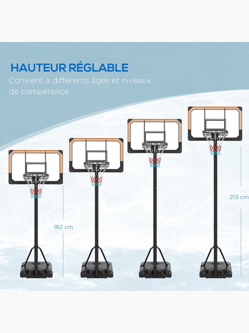 Panier de basketball sur pied - h. Réglable 182-213cm - orange noir Noir - Kiabi