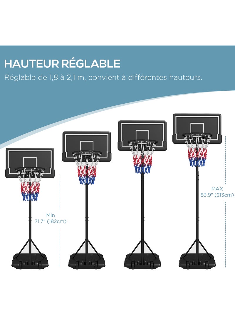 Panier de basketball sur pied hauteur réglable h.182-213/220-250 cm Noir - Kiabi