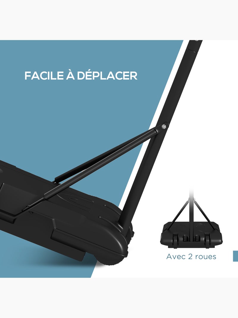 Panier de basketball sur pied hauteur réglable h.182-213/220-250 cm Noir - Kiabi
