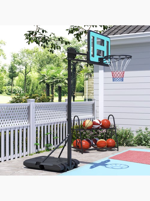 Panier de basketball sur pied réglable h.146-236 cm lestage roulettes bleu noir - Kiabi