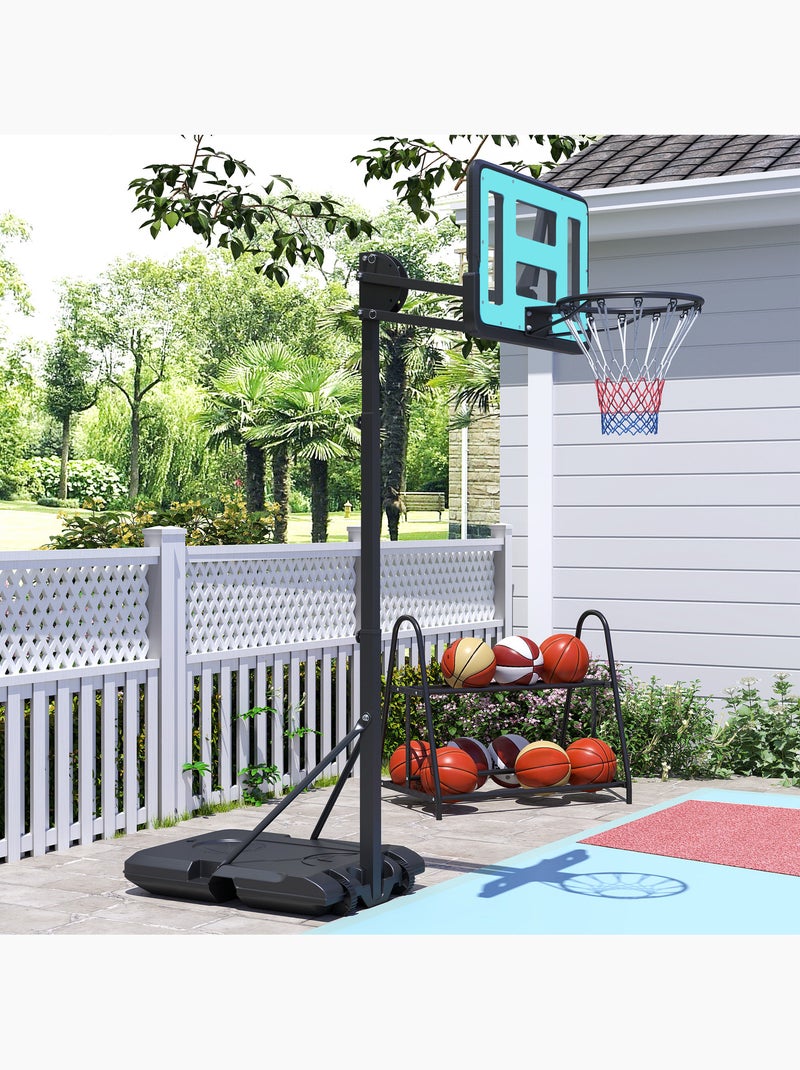 Panier de basketball sur pied réglable h.146-236 cm lestage roulettes bleu noir Noir - Kiabi