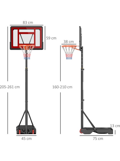 Panier de basketball sur pied réglable h.160–210 cm lestage roulettes - Kiabi