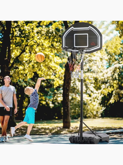 Panier de basketball sur pied réglable h.197-254 cm lestage roulettes - Kiabi Panier de basketball sur pied réglable h.197-254 cm lestage roulettes - Kiabi