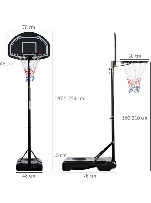 Panier de basketball sur pied réglable h.197-254 cm lestage roulettes - Kiabi Panier de basketball sur pied réglable h.197-254 cm lestage roulettes - Kiabi
