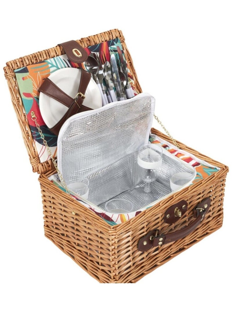 Panier de pique nique avec vaisselle pour 4 personnes Marron - Kiabi