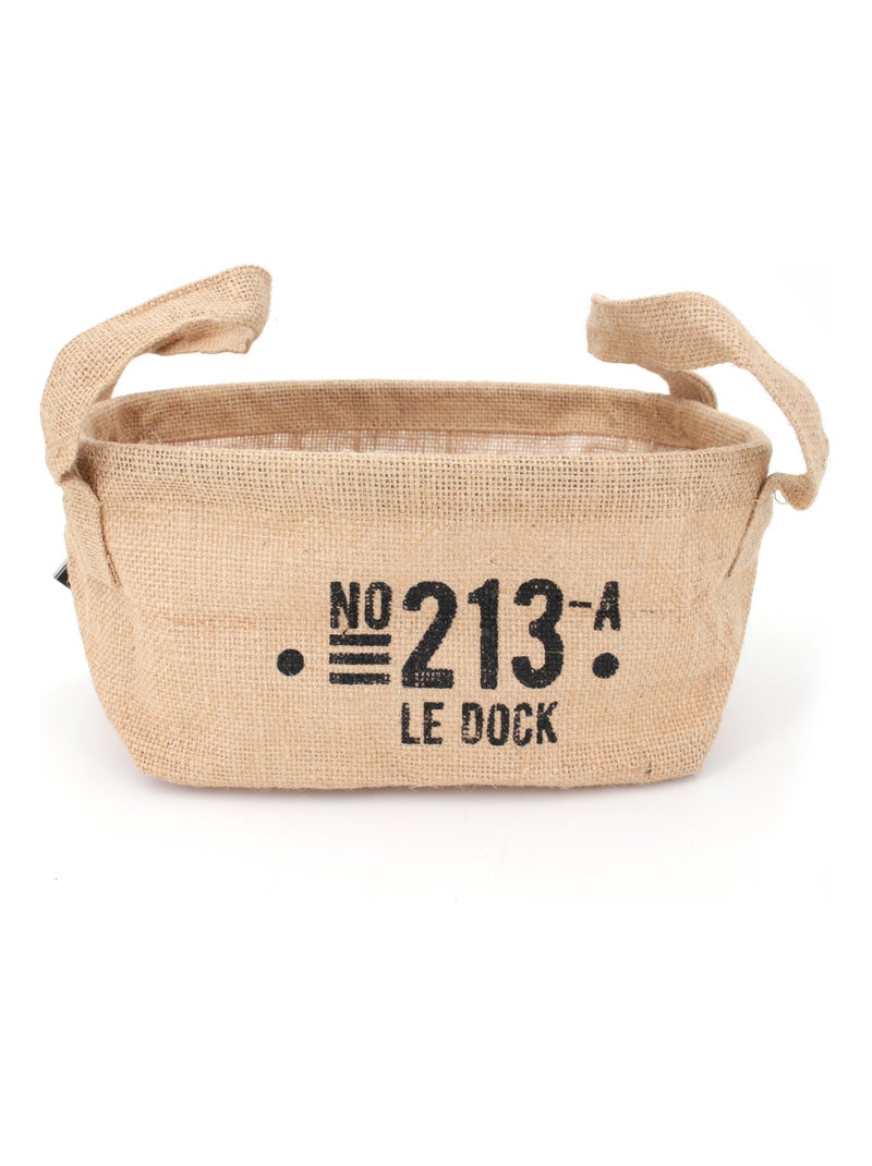 Panier de rangement 4L en jute avec anses Beige/Noir - Kiabi