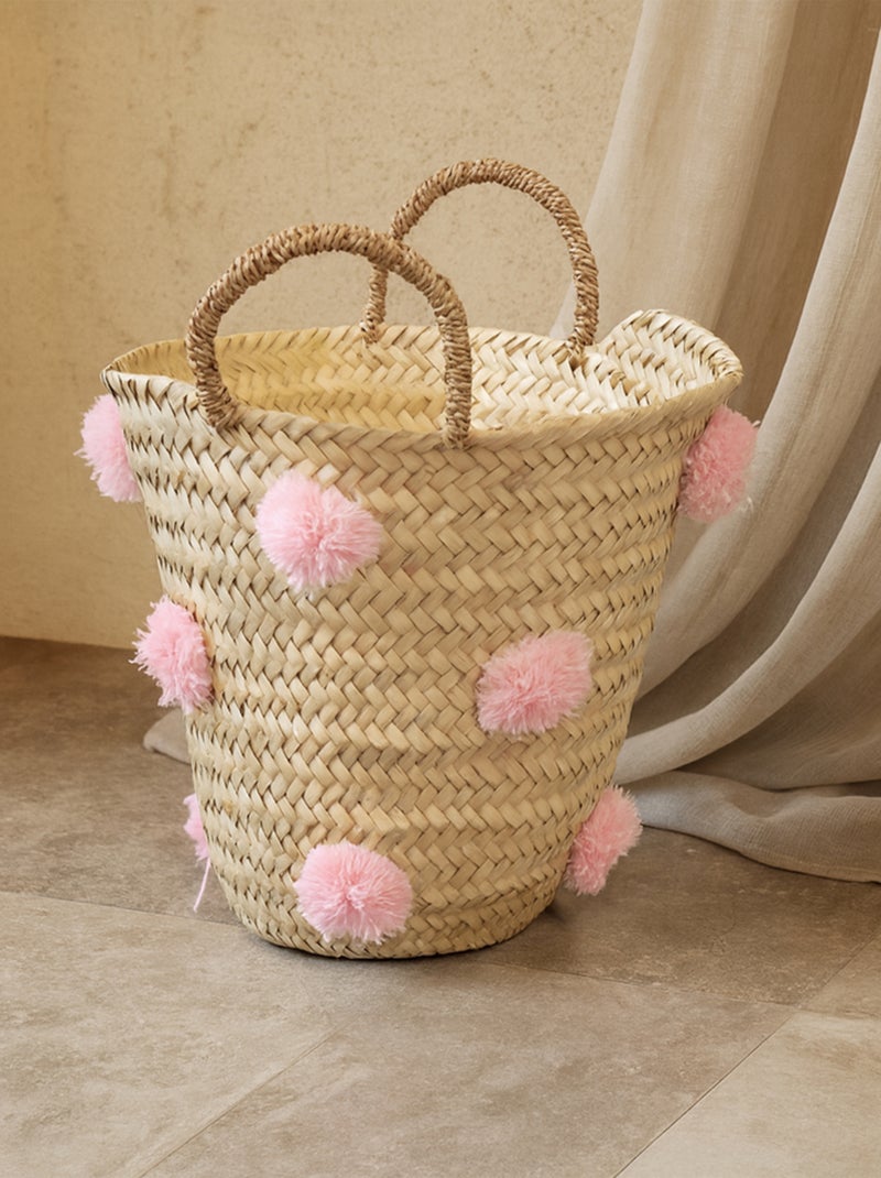 Panier de rangement à pompons Rose - Kiabi