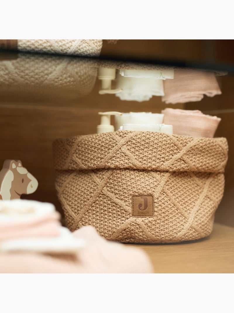 Panier de rangement Check Knit en coton Jollein Beige - Kiabi