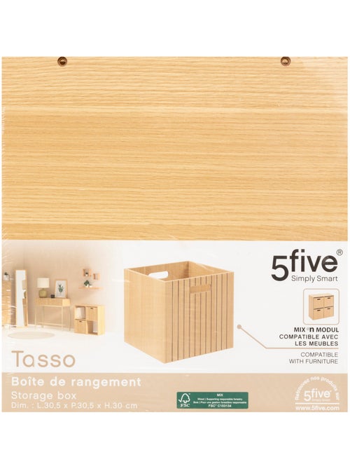 Panier de rangement en bois rainuré TASSO - Kiabi