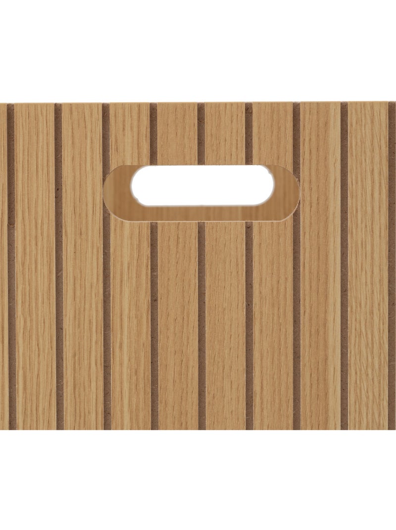 Panier de rangement en bois rainuré TASSO Beige - Kiabi