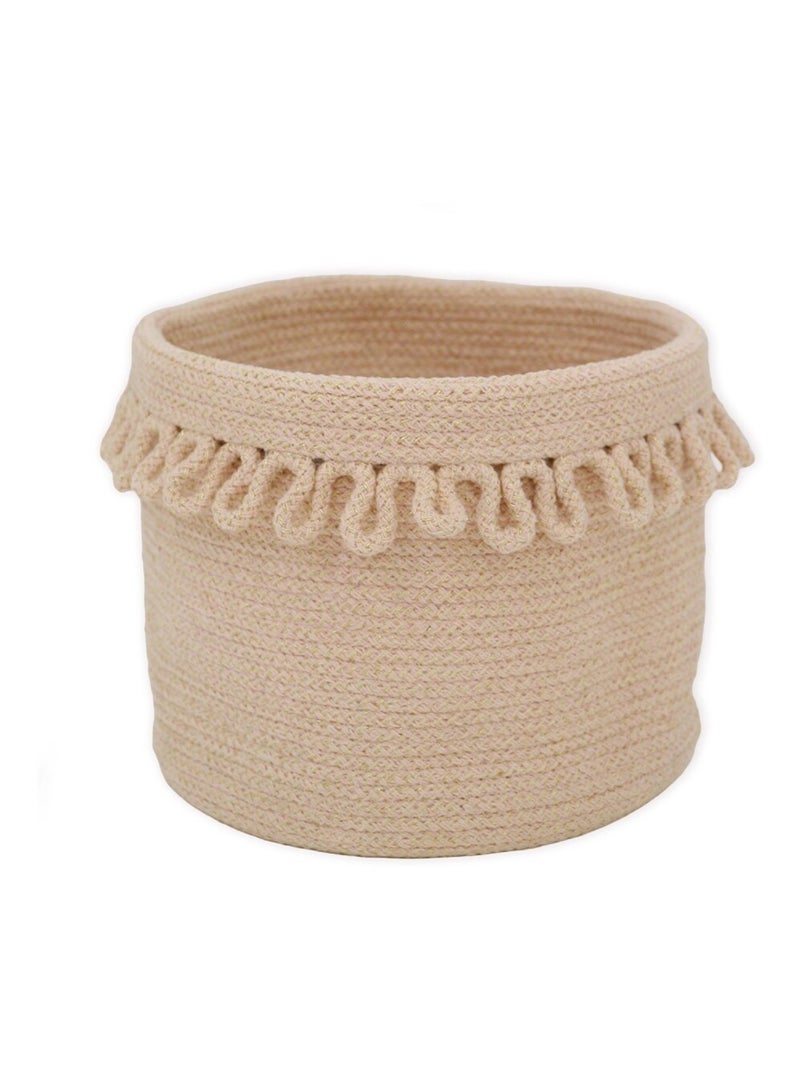 Panier de rangement en corde de coton avec finition pétales Louna Beige - Kiabi
