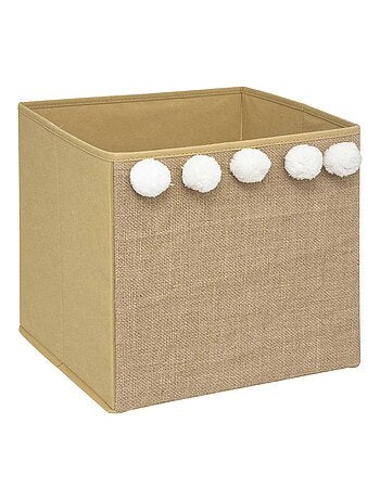 Panier de rangement en jute avec pompons