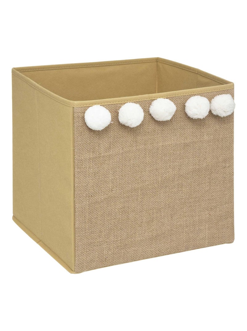 Panier de rangement en jute avec pompons Beige clair - Kiabi