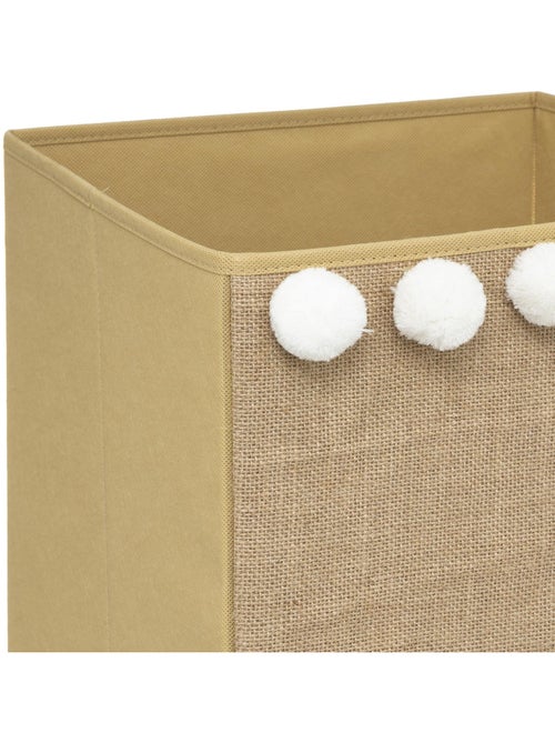 Panier de rangement en jute avec pompons - Kiabi