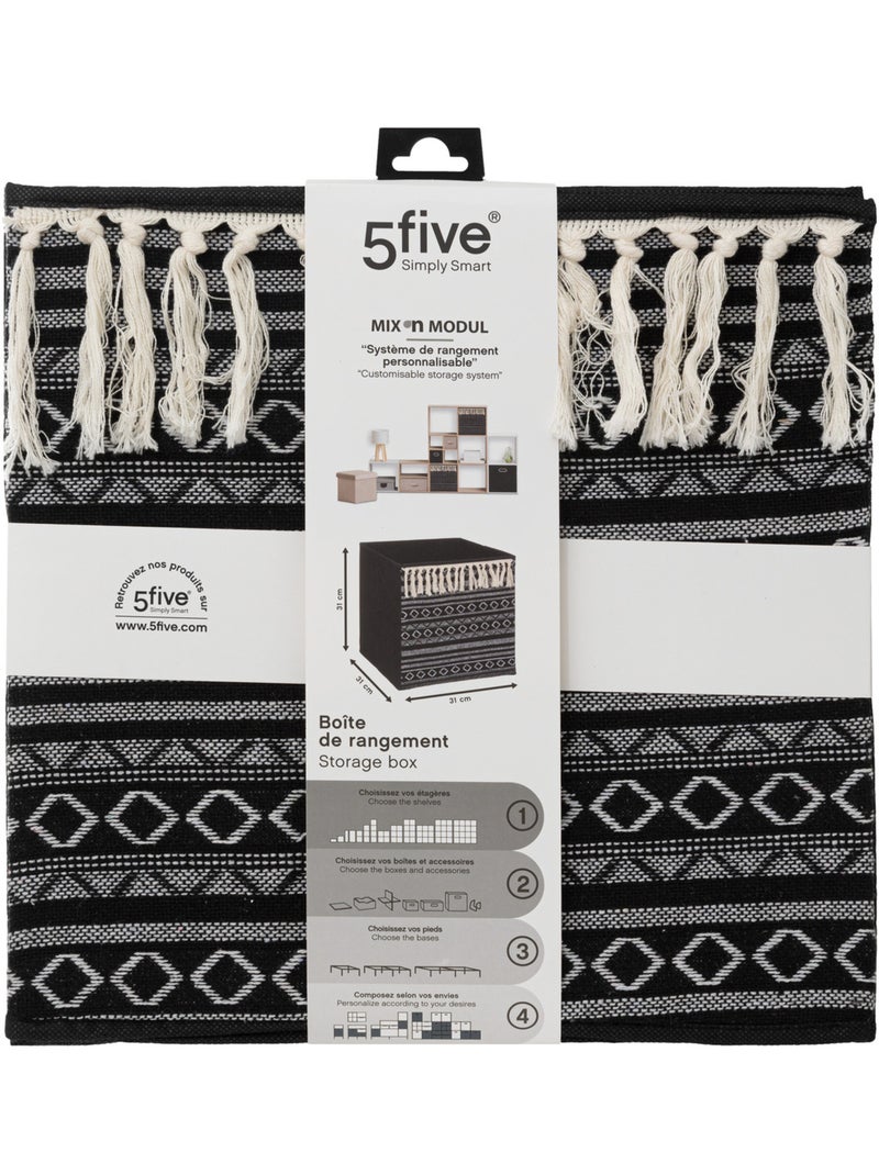 Panier de rangement en tissu à pompons MIX'N MODUL Noir - Kiabi