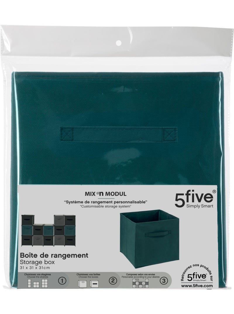 Panier de rangement en tissu cube MIX'N MODUL Bleu pétrole - Kiabi